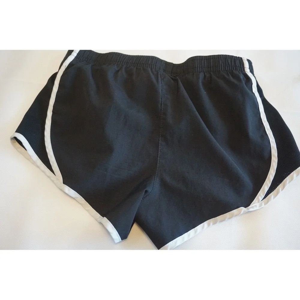 Nike Kids Dri-FIT Tempo Running Shorts Black White Athletic Activewear Small